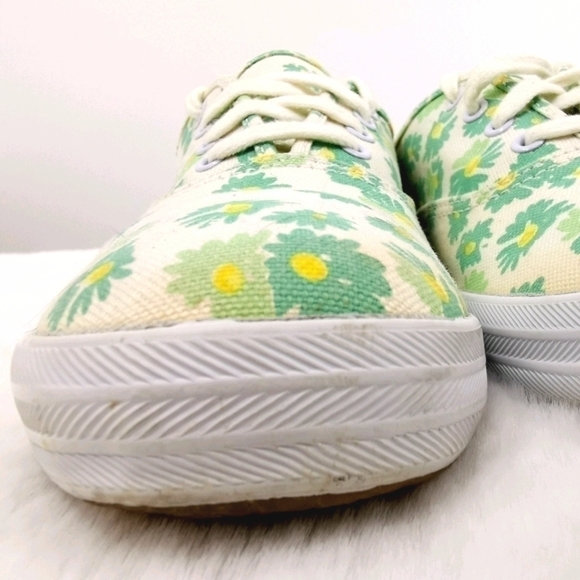 Keds Original Women's 8.5 White Green Floral Flats - Picture 7 of 15
